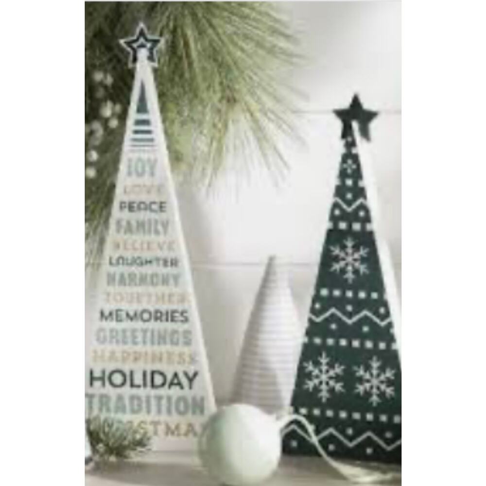 NWT Chalk Couture 2 Pack Christmas Tree Wood Surface Cutouts